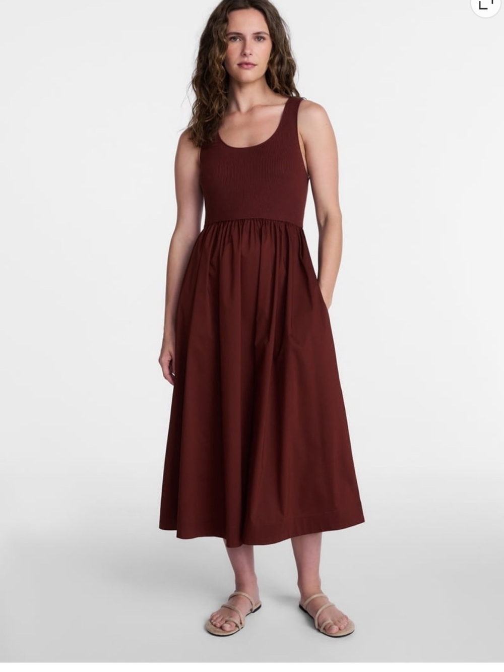 Time and Tru Sleeveless Brown Midi Dress - Classic A-Line